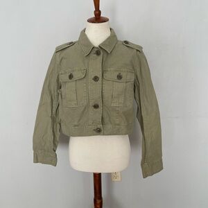 J. Crew Olive Green Cropped Jacket, Size Medium